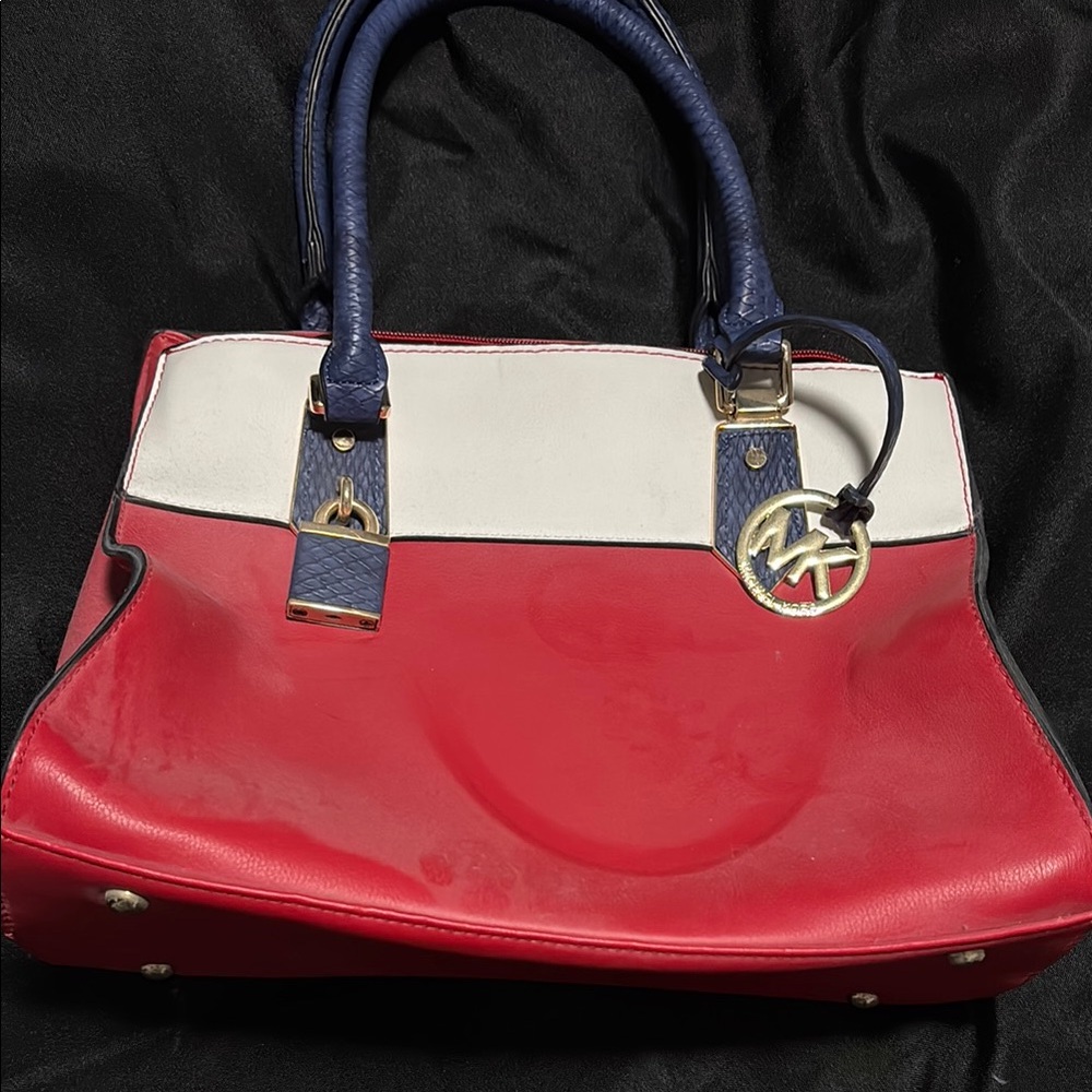 Stylish Red and White Handbag